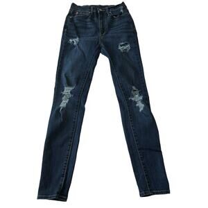 Denizen Juniors Jeans Size 1/25 High Rise Skinny Distressed Denim Jean Dark Wash